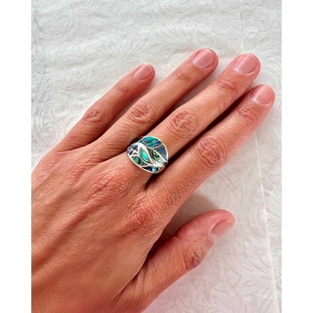 Bague en nacre abalone et argent | Boutique ADEN