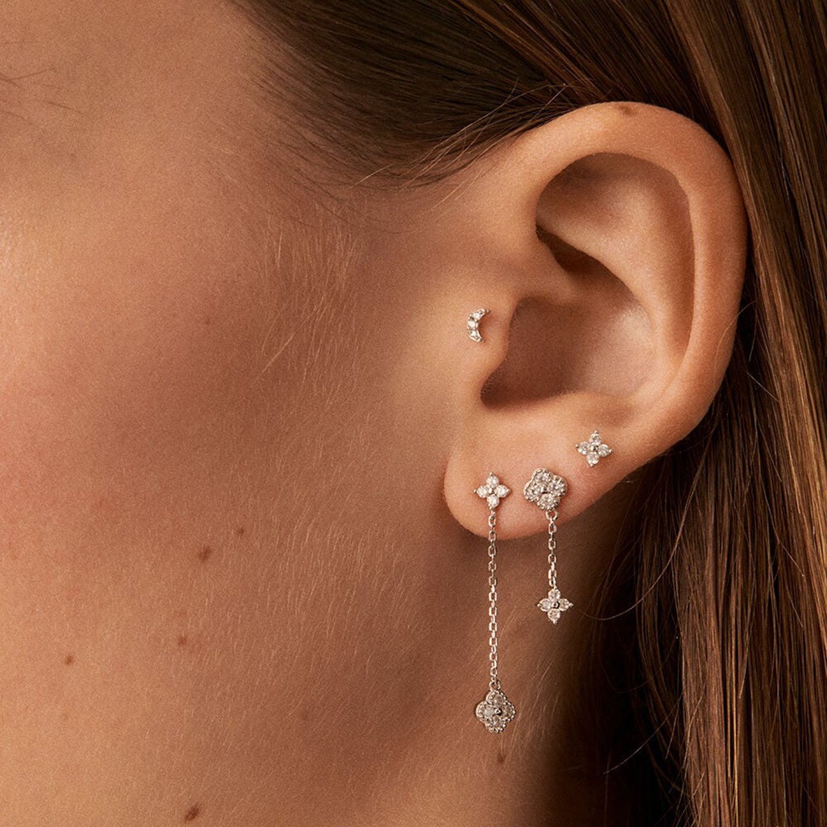 Set de trois piercings Agatha Beloved argent oxydes - vue 2