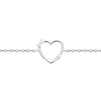 Bracelet Brillaxis coeur argent rhodié oxydes blancs
