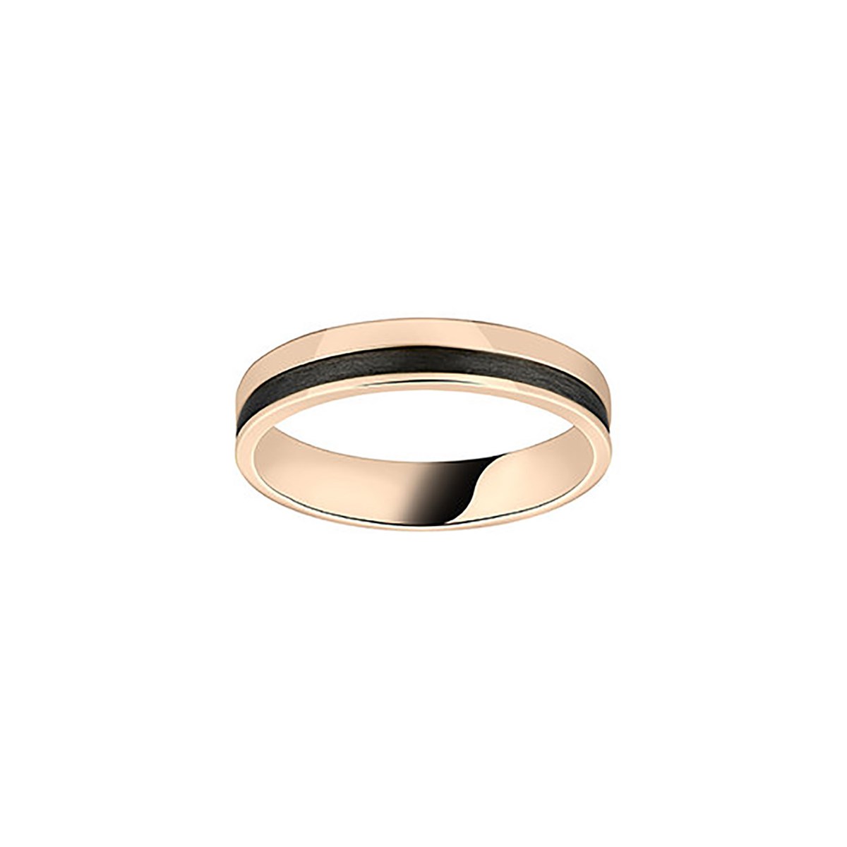 Alliance homme ruban or rose et carbone_x000D_
18 carats