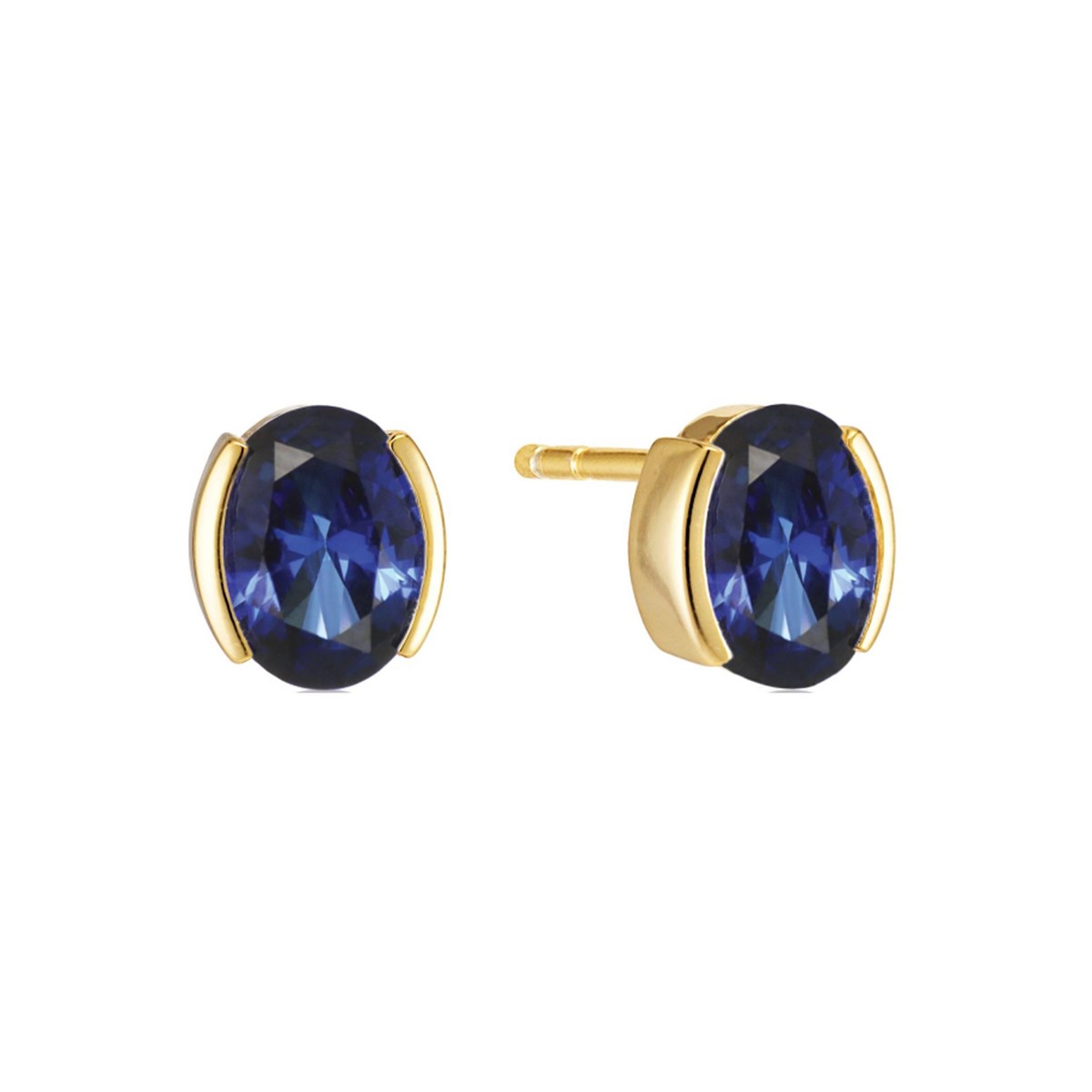 Boucles d'oreille puce Sif Jakobs ELLISSE CAREZZA_x000D_
argent plaqué or jaune 18k oxyde bleu
