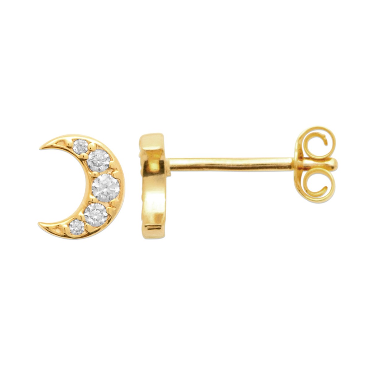 Boucles d'oreilles Brillaxis lune plaqué or - vue 3