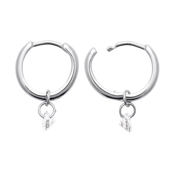 Boucles d'oreilles créoles Brillaxis pampille
blanche en argent