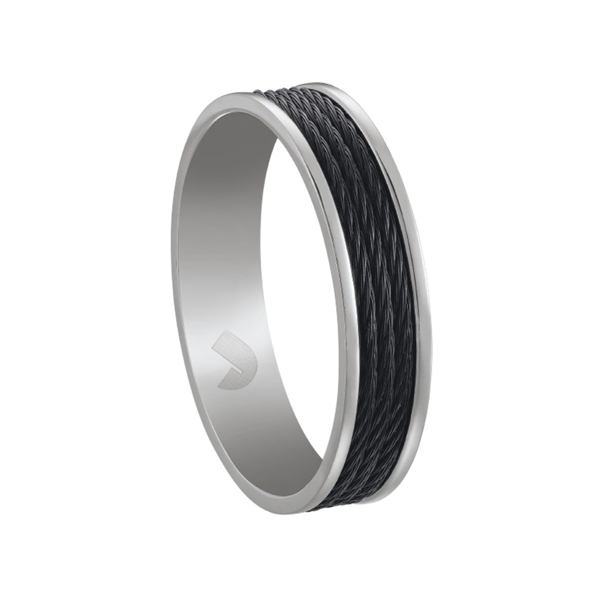 Bague Jourdan Homme Acier et cable noir T62_x000D_
Golet
