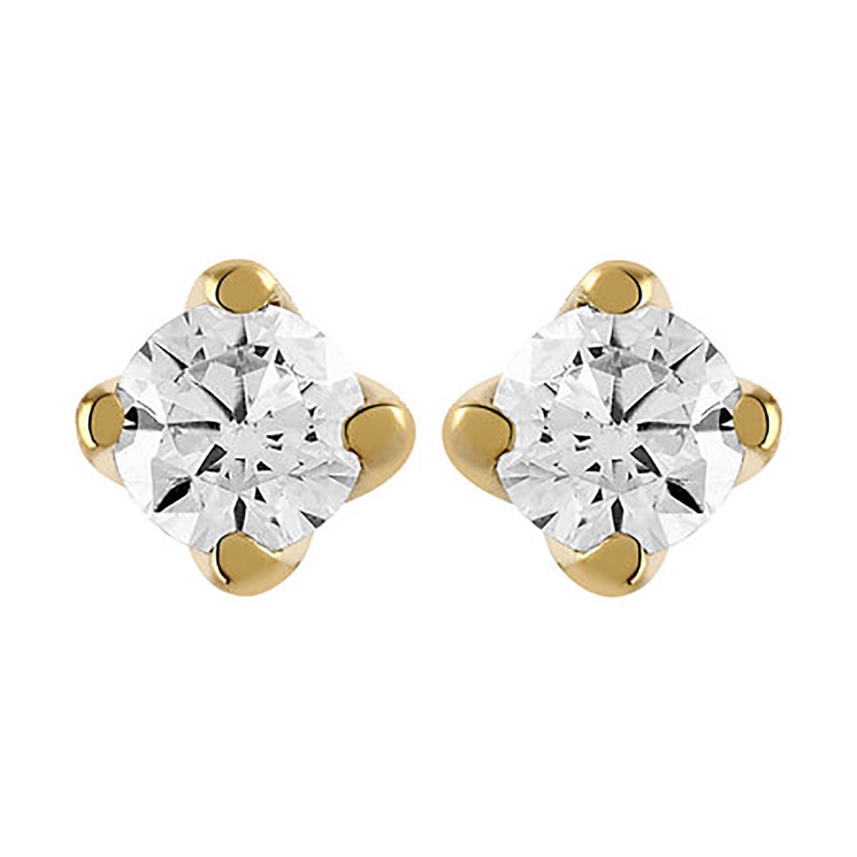 Boucles d'oreilles Brillaxis diamants 4 griffes or_x000D_
jaune 9 carats 3mm