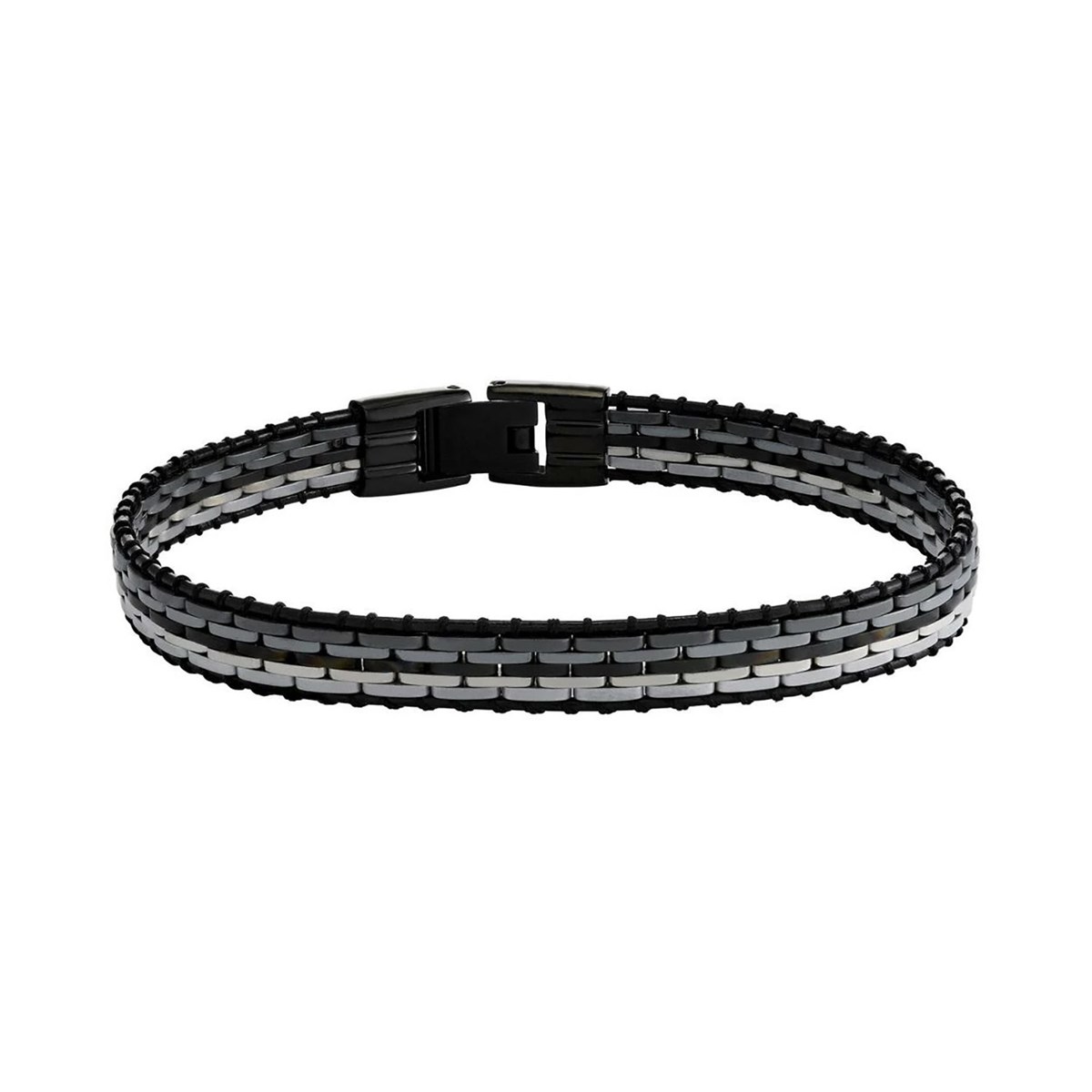 Bracelet homme Jourdan Orion_x000D_
acier noir et gris