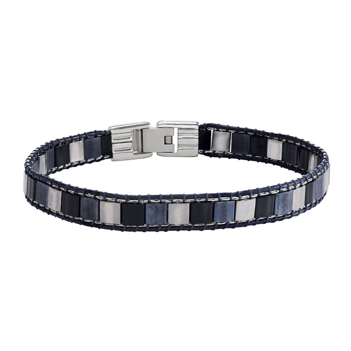 Bracelet homme Jourdan Orion_x000D_
acier et perles bleues