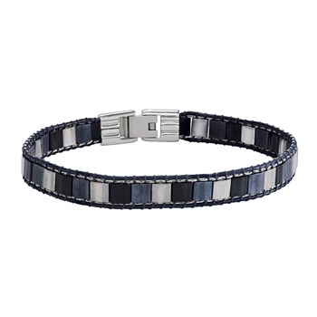 Bracelet homme Jourdan Orion_x000D_
acier et perles bleues