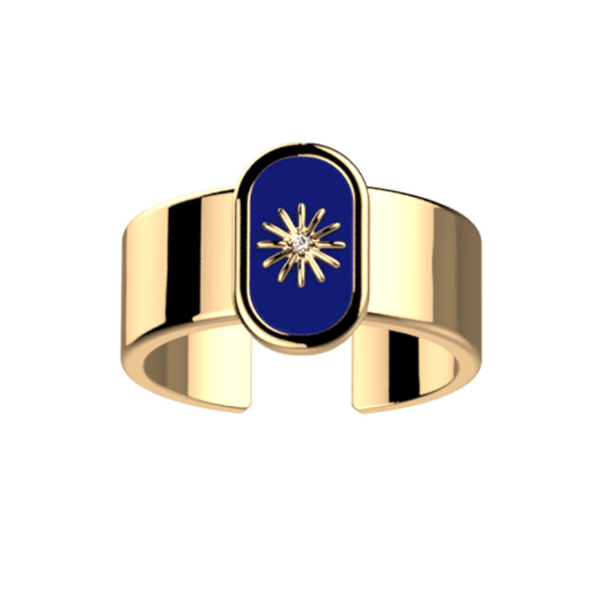 Bague Les Cadettes Felicidad laque bleue nuit oxyde - vue 2