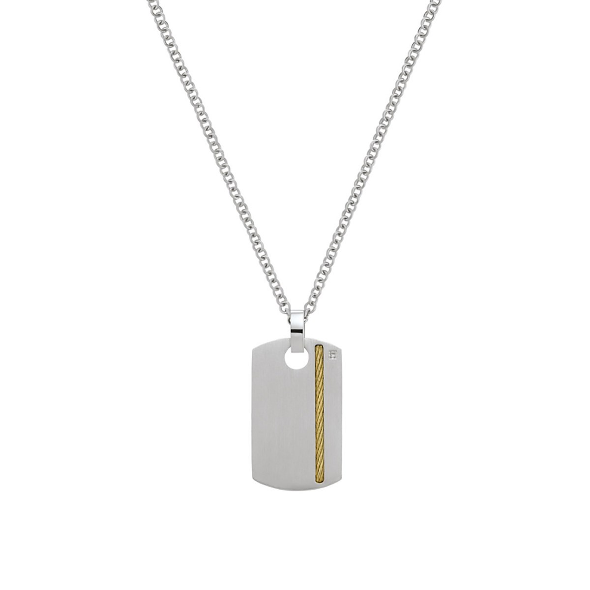 Collier homme Jourdan Nunko acier_x000D_
cable et diamant