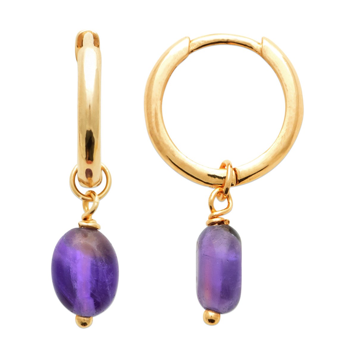 Boucles d'oreilles créoles Brillaxis amethiste
diamètre 13 mm - vue 3