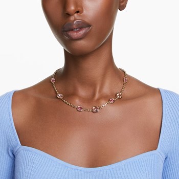 Collier Swarovski Imber taille octogonale rose