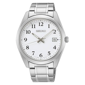 Montre Seiko classique acier cadran blanc date
