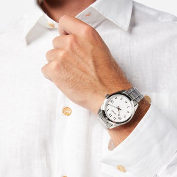 Montre Seiko classique acier cadran blanc date