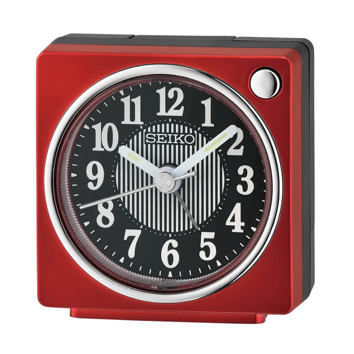 Réveil Seiko carré plastique rouge/noir cadran noir