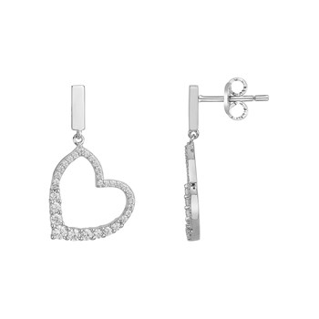 Boucles d'oreilles pendantes en Argent avec oxyde de zirconium blanc