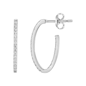 Demi-créoles en Argent avec oxyde de zirconium blanc