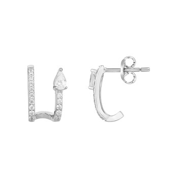 Demi-créoles en Argent avec oxyde de zirconium blanc