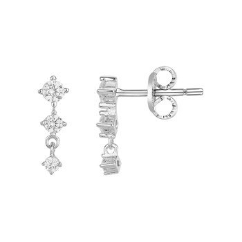 Boucles d'oreilles clous en Argent avec oxyde de zirconium blanc