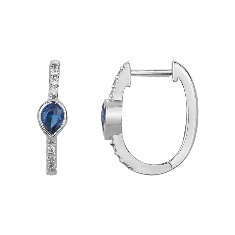 Créoles en Argent avec oxyde de zirconium bleu saphir