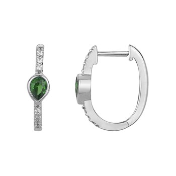 Créoles en Argent avec oxyde de zirconium vert emeraude