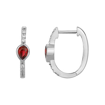 Créoles en Argent avec oxyde de zirconium rouge rubis