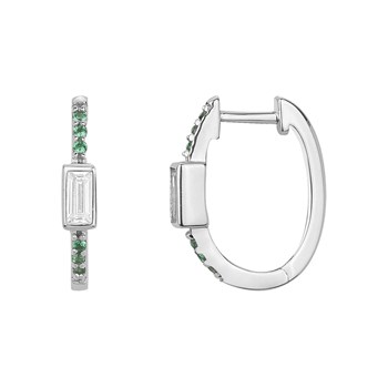Créoles en Argent avec oxyde de zirconium vert emeraude