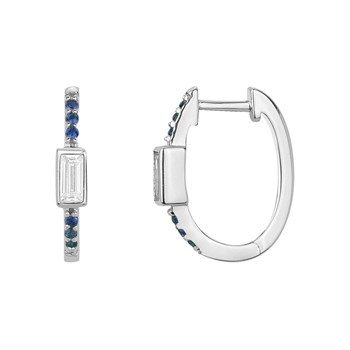 Créoles en Argent avec oxyde de zirconium bleu saphir