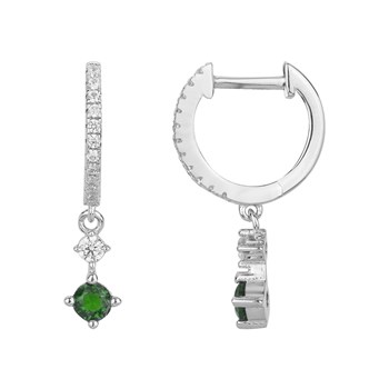 Créoles en Argent avec oxyde de zirconium vert emeraude