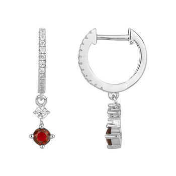 Créoles en Argent avec oxyde de zirconium rouge rubis