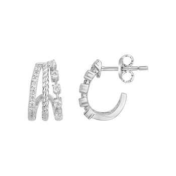 Demi-créoles en Argent avec oxyde de zirconium blanc