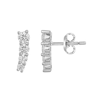 Boucles d'oreilles clous en Argent avec oxyde de zirconium blanc