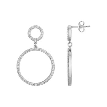 Boucles d'oreilles pendantes en Argent avec oxyde de zirconium blanc