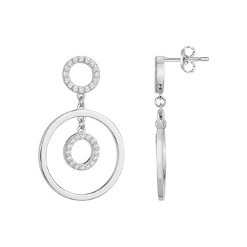 Boucles d'oreilles pendantes en Argent avec oxyde de zirconium blanc