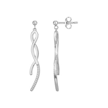 Boucles d'oreilles pendantes en Argent avec oxyde de zirconium blanc