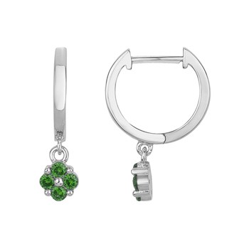 Créoles en Argent avec oxyde de zirconium vert emeraude