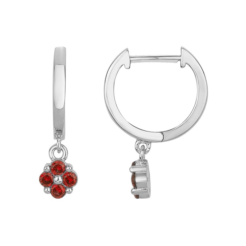 Créoles en Argent avec oxyde de zirconium rouge rubis