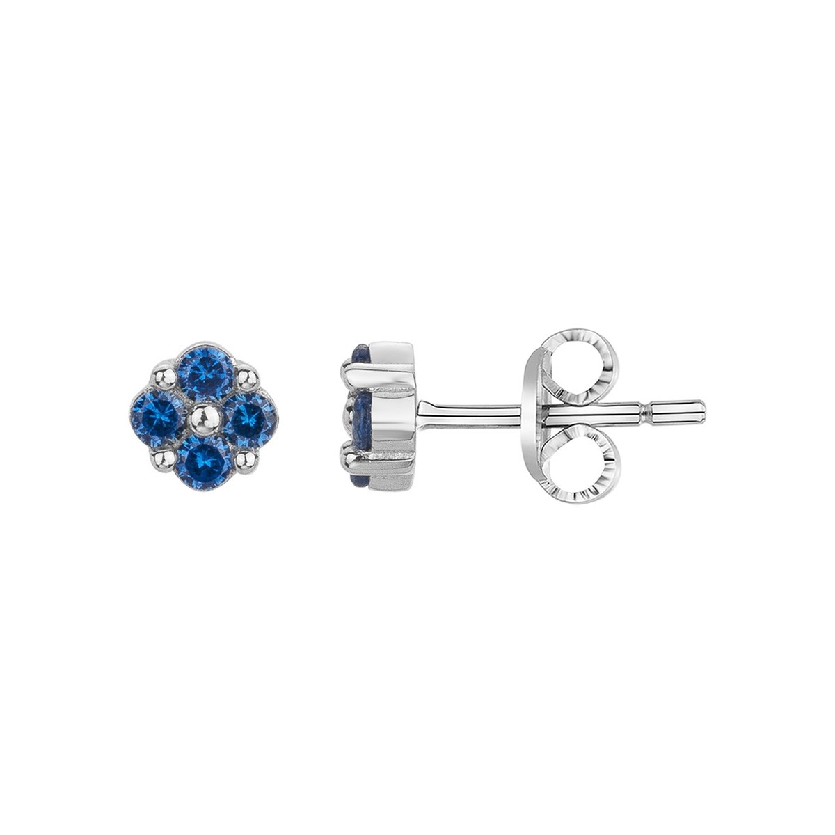 Boucles d'oreilles clous en Argent avec oxyde de zirconium bleu saphir