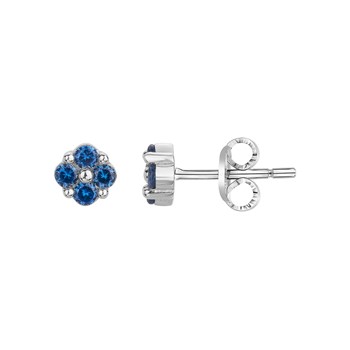 Boucles d'oreilles clous en Argent avec oxyde de zirconium bleu saphir
