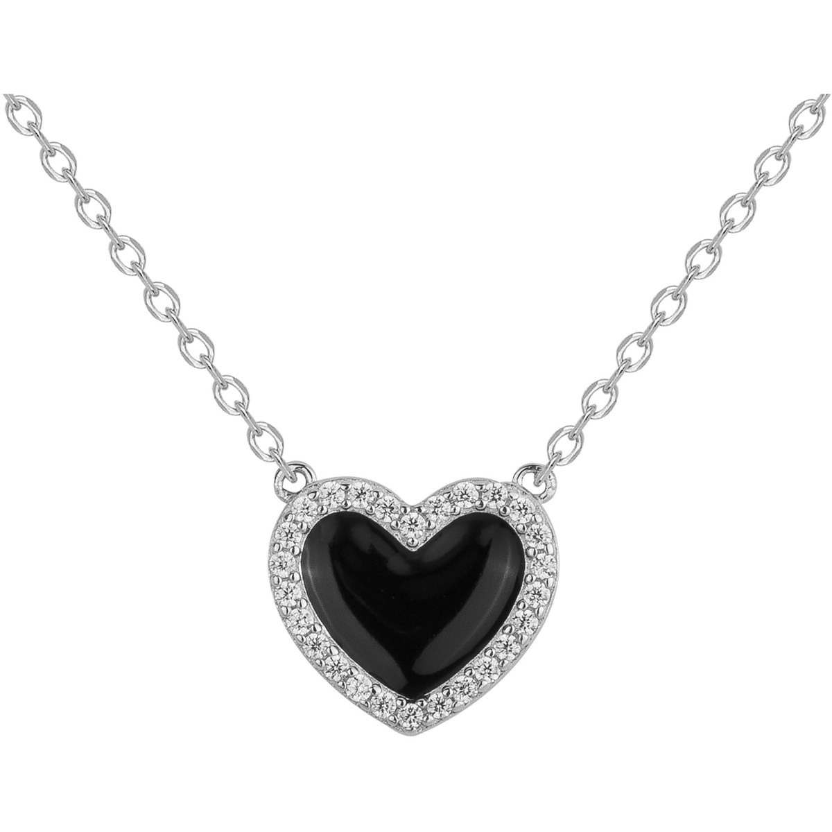 Collier mono-motif en Argent avec oxyde de zirconium blanc