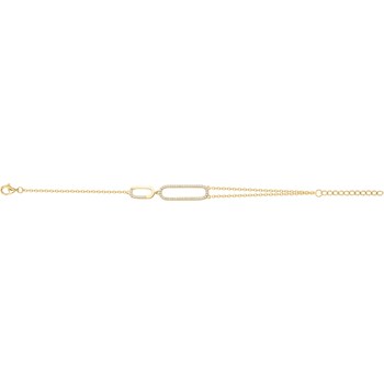 Bracelet souple mono-motif en Plaqué Or avec oxyde de zirconium blanc