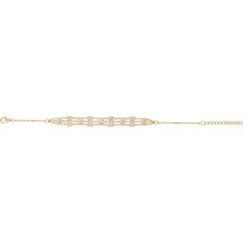Bracelet souple multi-motifs en Plaqué Or avec oxyde de zirconium blanc