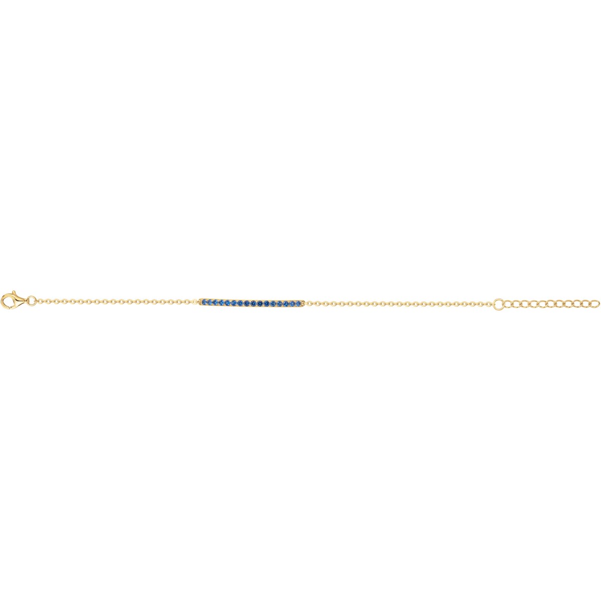 Bracelet souple mono-motif en Plaqué Or avec oxyde de zirconium bleu saphir