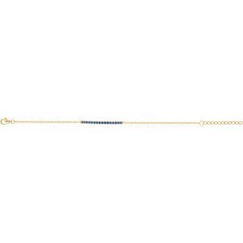 Bracelet souple mono-motif en Plaqué Or avec oxyde de zirconium bleu saphir