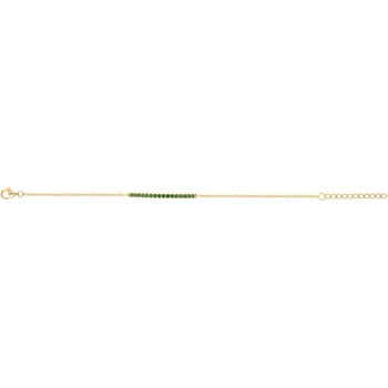 Bracelet souple mono-motif en Plaqué Or avec oxyde de zirconium vert emeraude