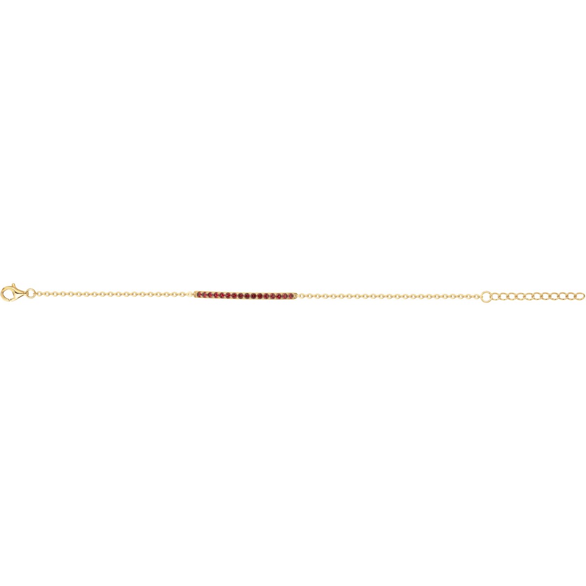 Bracelet souple mono-motif en Plaqué Or avec oxyde de zirconium rouge rubis