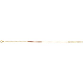 Bracelet souple mono-motif en Plaqué Or avec oxyde de zirconium rouge rubis