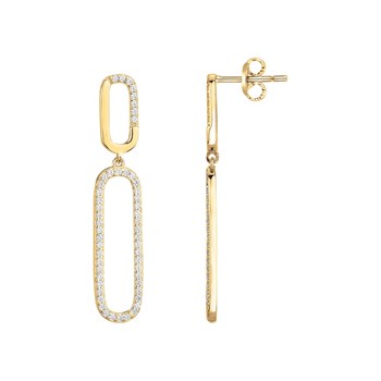 Boucles d'oreilles pendantes en Plaqué Or avec oxyde de zirconium blanc
