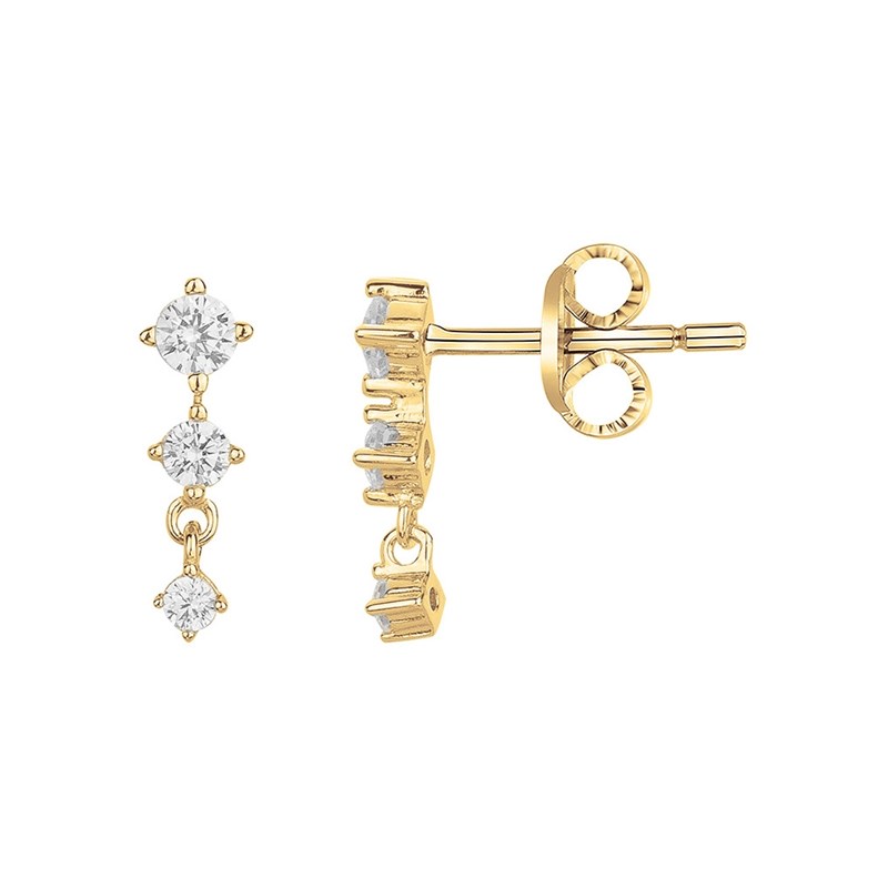 Boucles d'oreilles clous en Plaqué Or avec oxyde de zirconium blanc