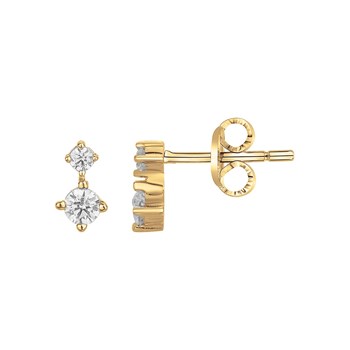 Boucles d'oreilles clous en Plaqué Or avec oxyde de zirconium blanc